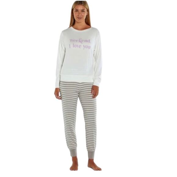 NWT Wildfox Weekend "I Love You" Pajama Set - Sz L - Picture 1 of 5